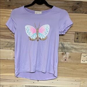 btween size 12 Lilac Color Sparkly Butterfly Short Sleeve Buttery Soft T-shirt